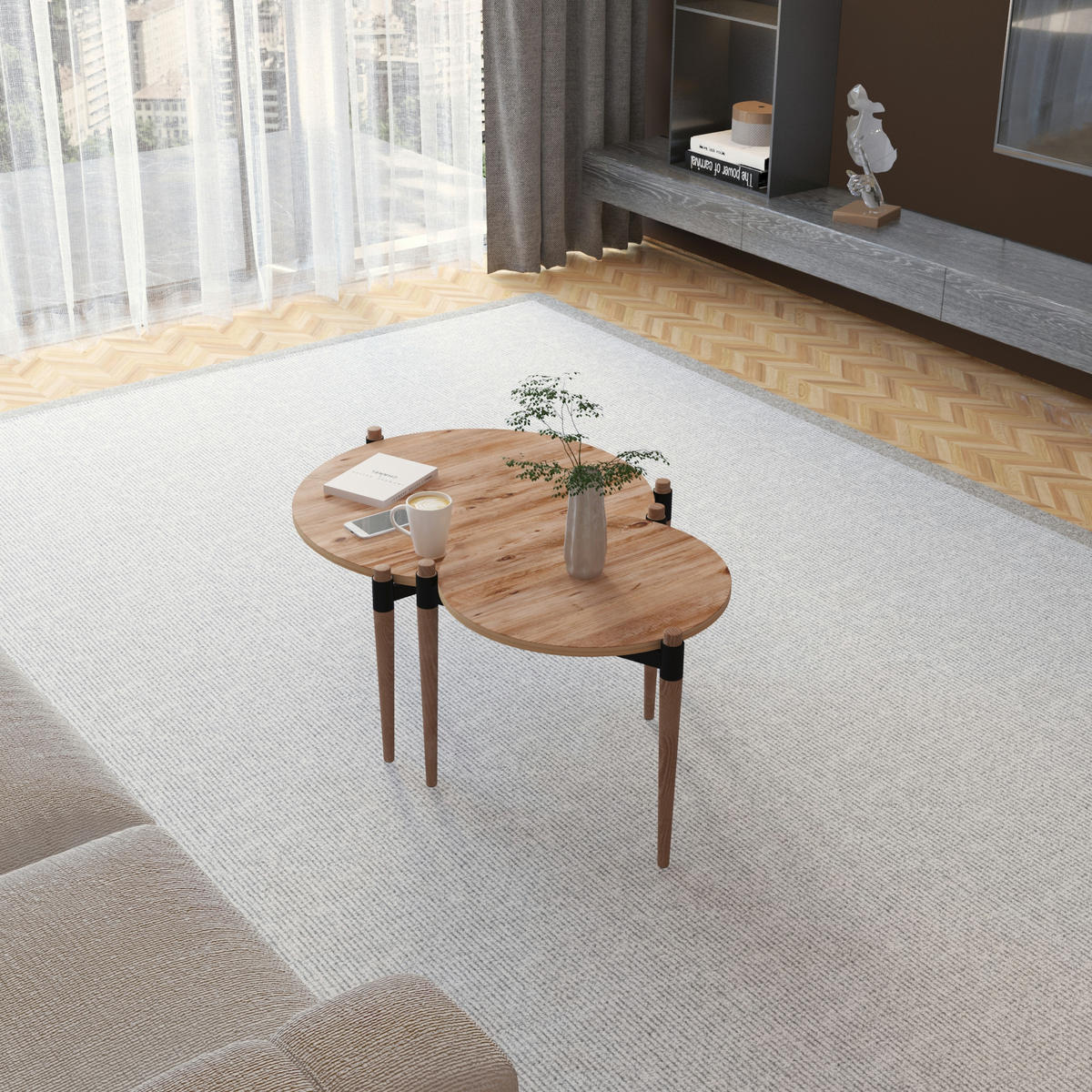 COUCHTISCH Kristinestad - Beige, Holz (70/70/45cm) - [en.casa]
