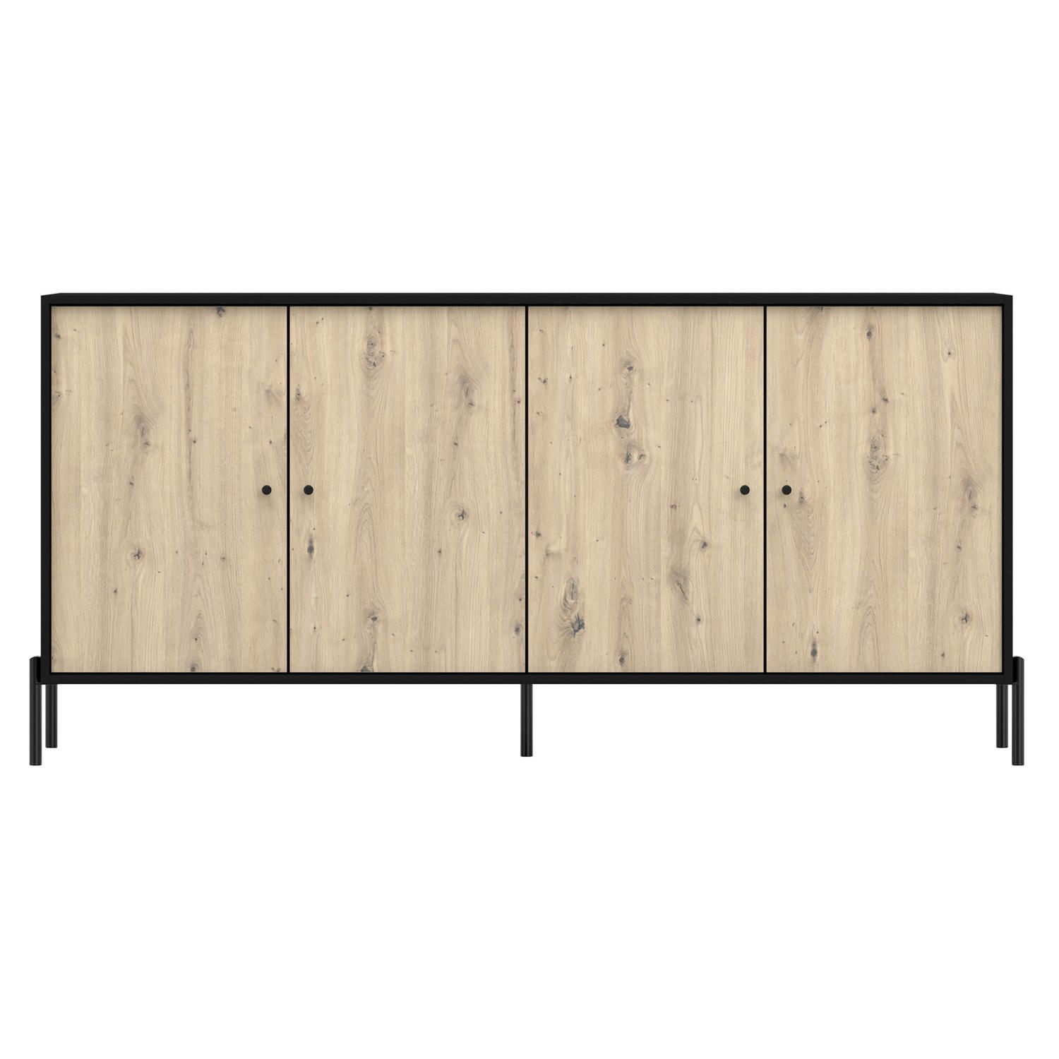 SIDEBOARD Raviero Schwarz/Artisan Eiche, 200 cm - Beige/Schwarz, Holzwerkstoff/Metall (200/98/40cm) - Selsey