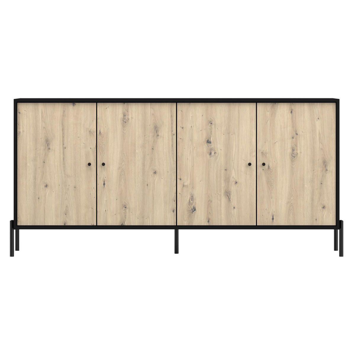SIDEBOARD Raviero Schwarz/Artisan Eiche, 200 cm - Beige/Schwarz, Holzwerkstoff/Metall (200/98/40cm) - Selsey