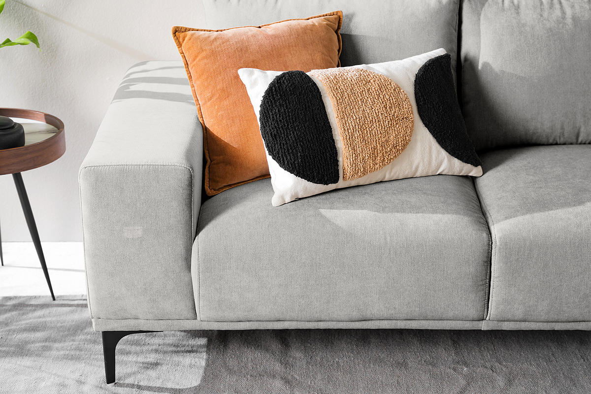 ECKSOFA - Schwarz/Grau, Textil/Metall (244/150cm) - home24
