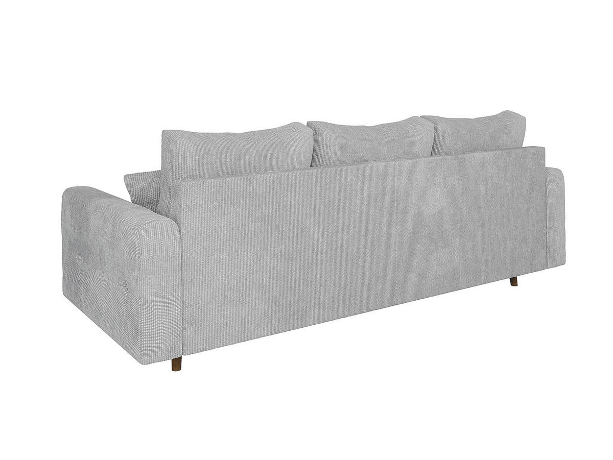 SITZGARNITUR 3+2 Sigurd Hellgrau Chenille - Hellgrau/Braun, Holz/Textil (210/81/93cm) - S-Style Möbel
