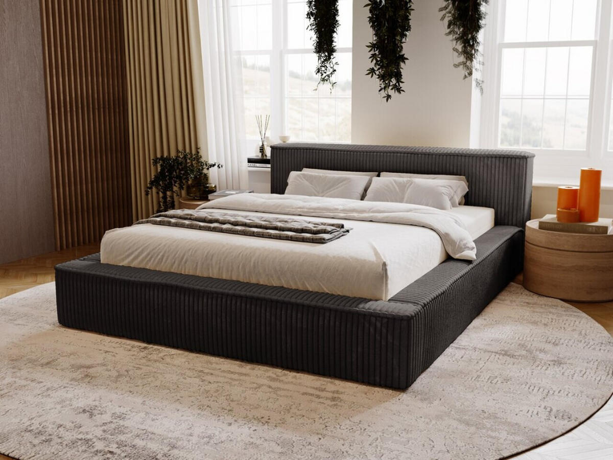 POLSTERBETT Lago 140x200 Schwarz - Schwarz, Textil (140/200cm) - Graingold