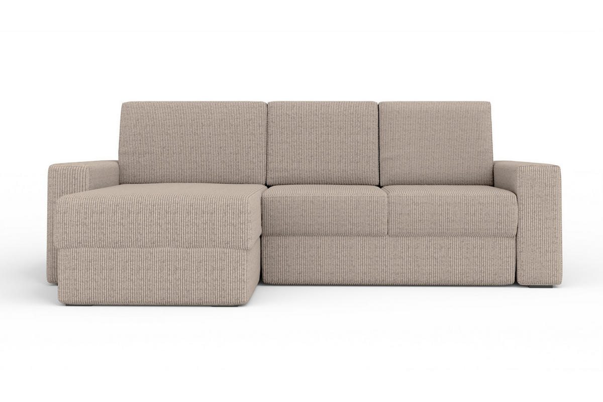 ECKSOFA TOCO L 240x145 cm in Cord Beige links - Beige, Holz/Holzwerkstoff (240/145cm) - Deine Möbel 24