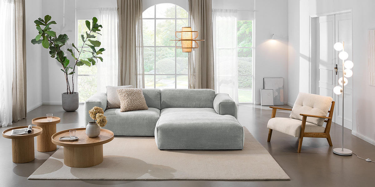 ECKSOFA mit XL-Longchair - Schwarz/Grau, Kunststoff/Textil (260/171cm) - home24