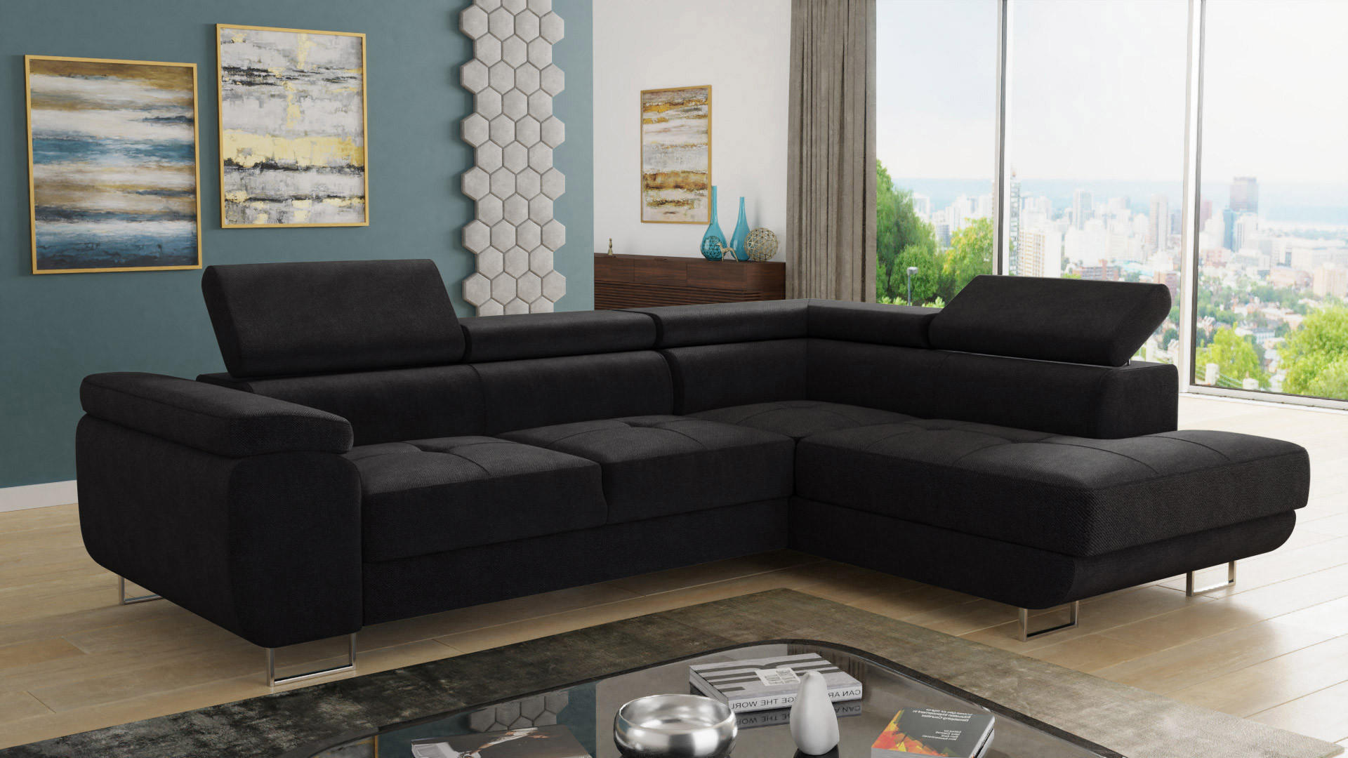 ECKSOFA Caris, Seite: Rechts - Schwarz, Holz/Textil (273/203cm) - Sofnet