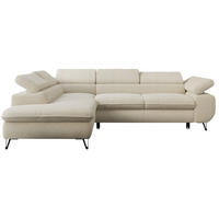 ECKSOFA PETER L Beige Boucle - Links Seite - Beige/Schwarz, Textil/Metall (208/273cm) - MKS