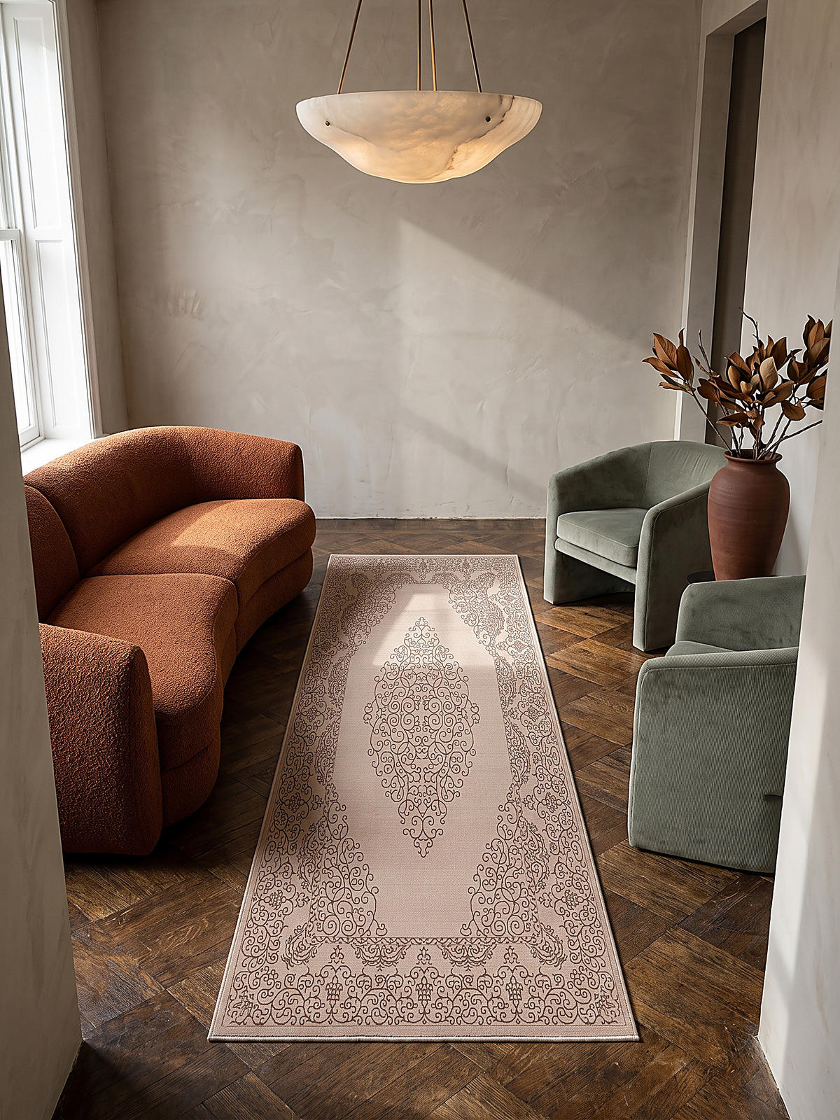 TEPPICH Kurzflor ERESMA Orient-Medaillon Polyester Beige 80 x 150 cm - Beige, Textil (80/150cm) - KADIMA DESIGN
