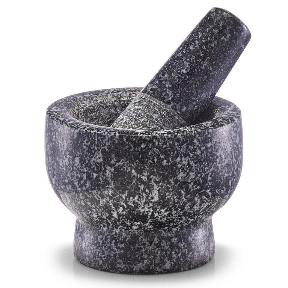 MÖRSER mit Stößel Granit 9/9/6,5 cm - Anthrazit, Stein (9/6.5/9cm) - ZELLER