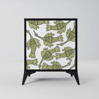 SIDEBOARD SEEDLING SONGBIRD, Schwarz, 57,5x42x70,5 cm, Schwarze Metall-Sternfüße - Multicolor/Schwarz, Holzwerkstoff/Metall (57.5/70.5/42cm) - SpaceRebels