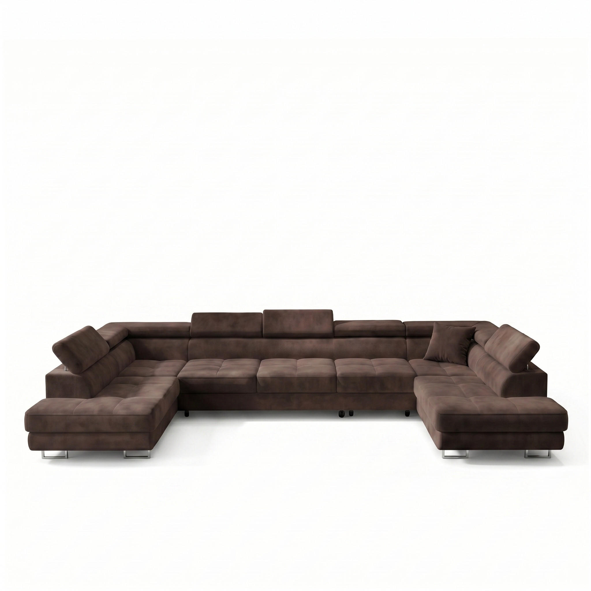 ECKSOFA U-Form WILD MAXI U2 mit Schlaffunktion 125x329 Velours Braun - Chromfarben/Braun, Holz/Textil (400/90/203cm) - Muffo