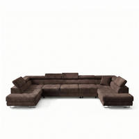 ECKSOFA U-Form WILD MAXI U2 mit Schlaffunktion 125x329 Velours Braun - Chromfarben/Braun, Holz/Textil (400/90/203cm) - Muffo