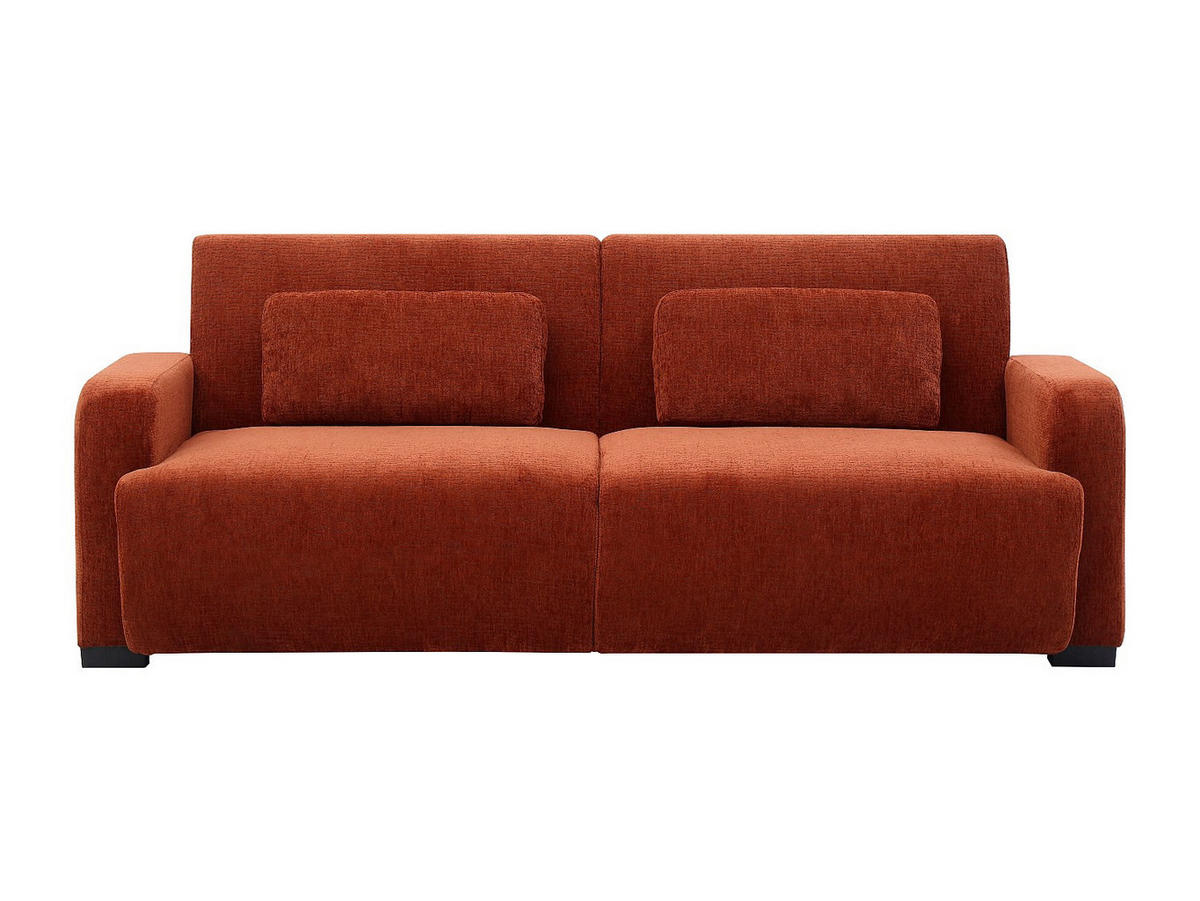 3-SITZER Schlafsofa Clic-Clac - Chenille-Stoff - Terrakotta - LOMARIO - Braun, Textil (213/85/93cm) - Vente-Unique
