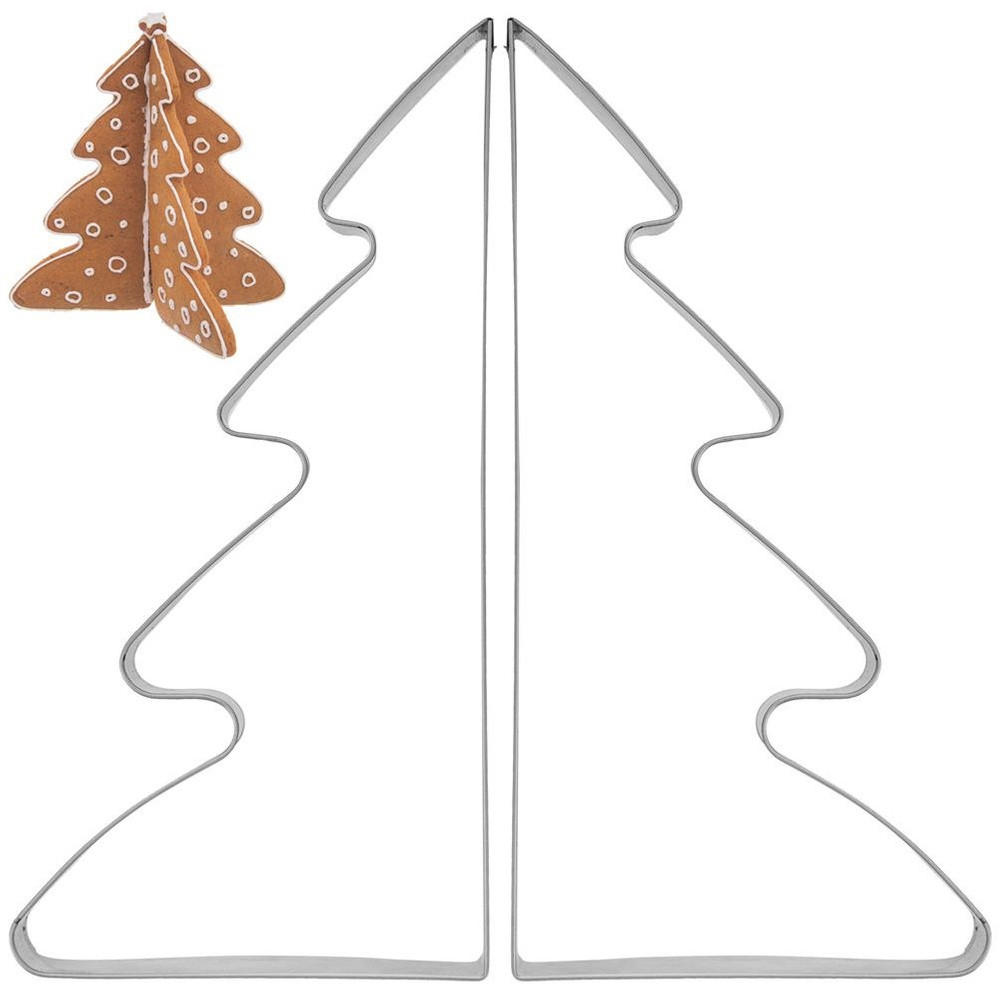 AUSSTECHFORM-SET Tannenbaum 3D 2-teilig Silber - Silberfarben, Metall (7.5/1.5/15.5cm) - Orion 