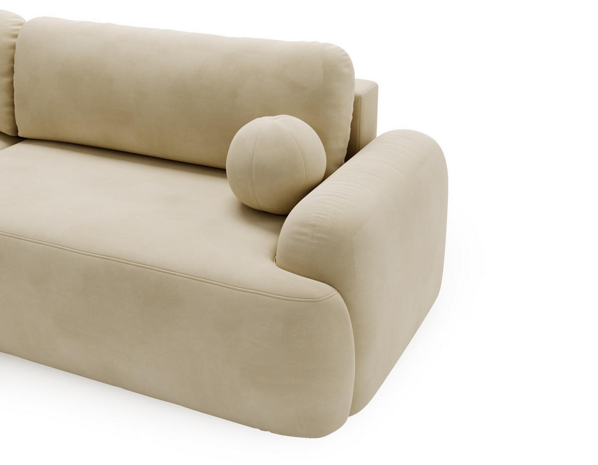 ECKSOFA Cloudy Beige, Sofa aus Velourstoff mit Kissen, linke seite - Beige, Holzwerkstoff/Textil (177/261cm) - Bettso