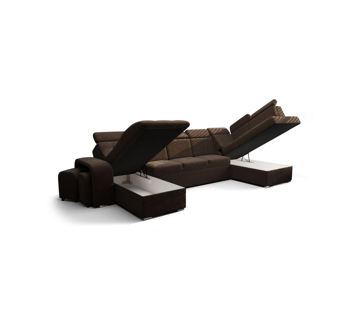 WOHNLANDSCHAFT KONGO RBN13, Eckcouch in U-Form mit Schlaffunktion, Farbe: Schwarz, Kunstleder, Ottomane Links - Schwarz, Textil (392/108/180cm) - O-Sofa