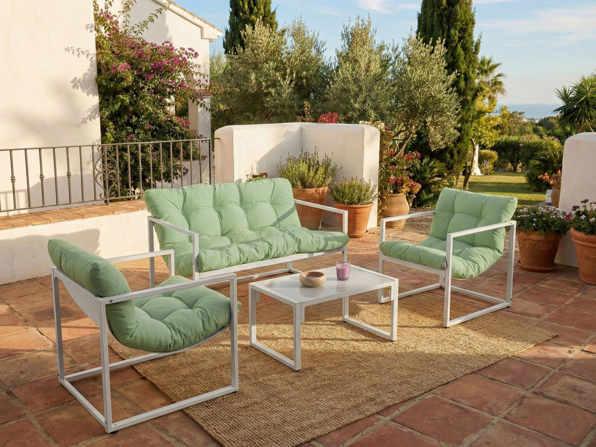 SET LOUNGE verde Garda - alb/verde, metal - Beliani