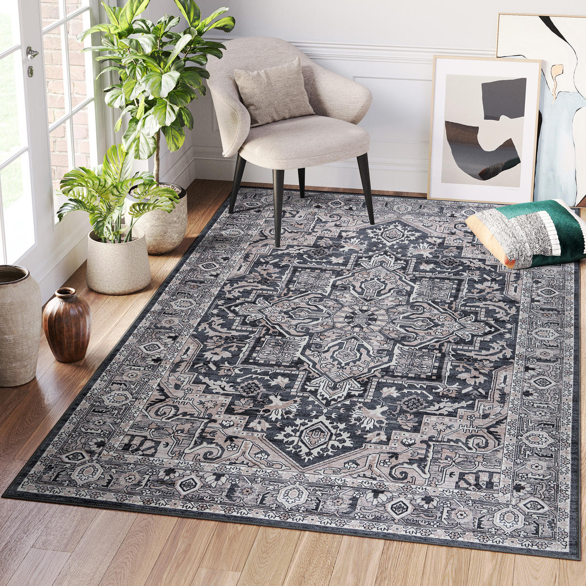 TEPPICH DUBAI dunkelblau orientalisch 150/210 cm - Dunkelblau, Textil (150/210cm) - Tapiso