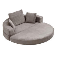 SOFABETT 2-in-1 oval 173x176 cm Cordstoff Brown Gray - Braun, Kunststoff (176/40/173cm) - Meubliv