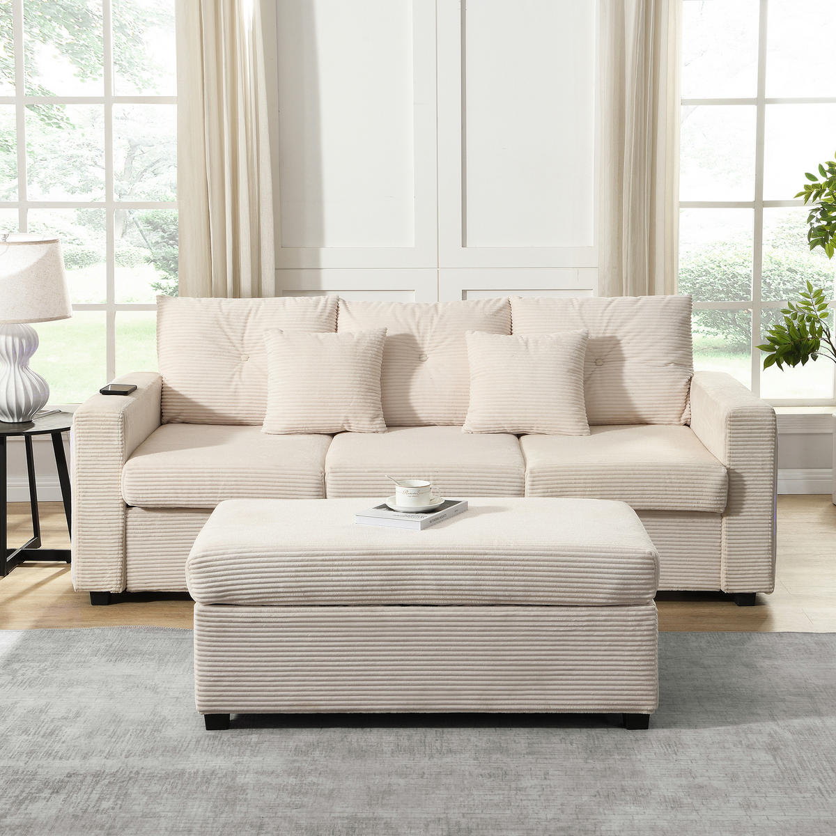 ECKSOFA 184/84,5/85,5 cm Beige - Beige, Textil (84.5/184cm)