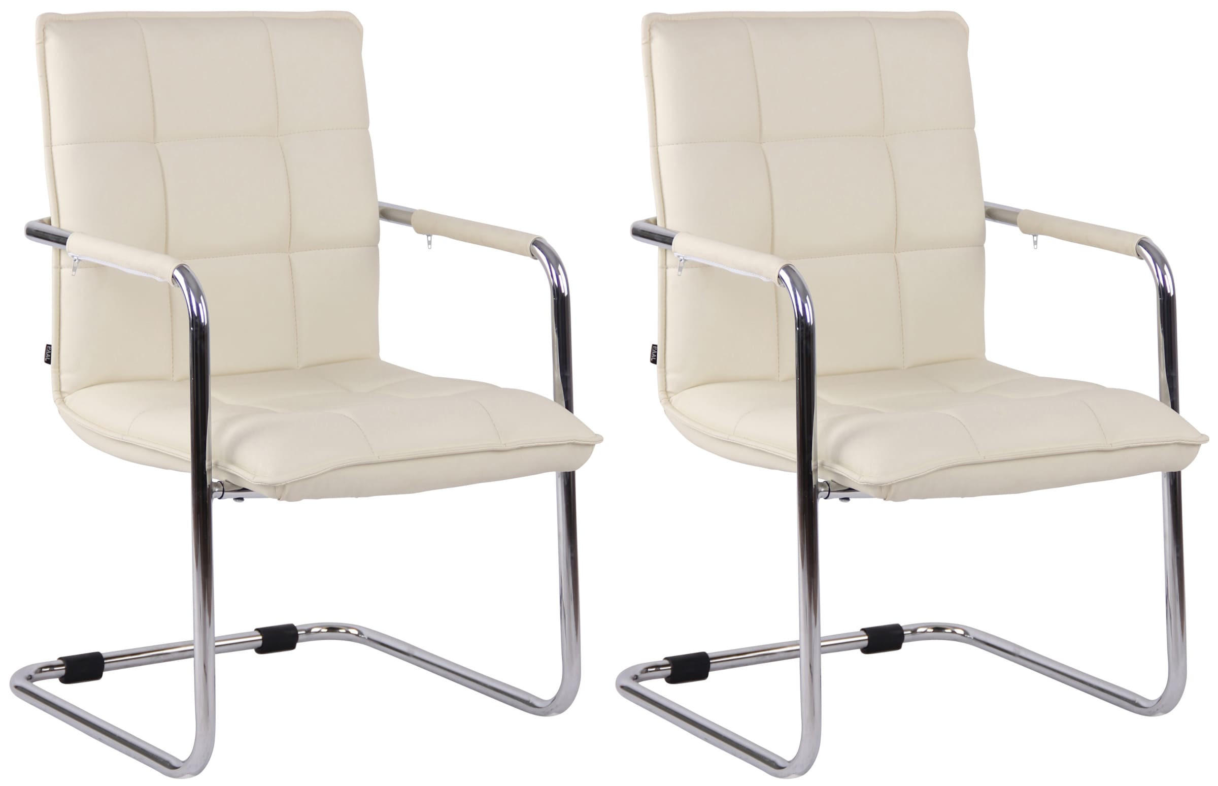 SCHWINGSTUHL 2er Set Lederlook creme - Chromfarben/Creme, Textil/Metall (57/89/64cm) - CLP