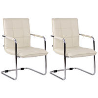 SCHWINGSTUHL 2er Set Lederlook creme - Chromfarben/Creme, Textil/Metall (57/89/64cm) - CLP