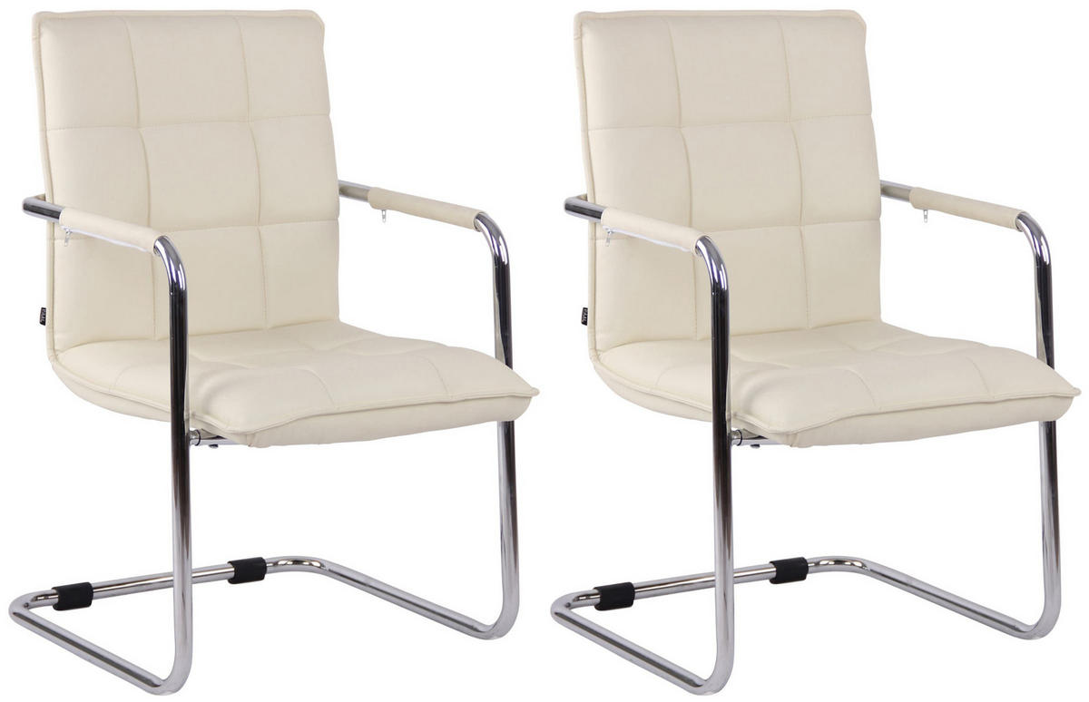 SCHWINGSTUHL 2er Set Lederlook creme - Chromfarben/Creme, Textil/Metall (57/89/64cm) - CLP