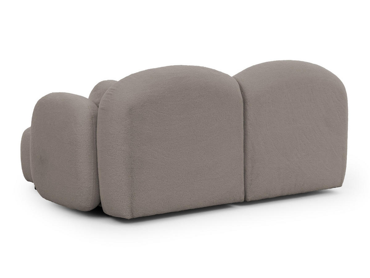 ECKSOFA Nuvola mit abgerundetem Design Hellgrau Bouclé-Stoff - Ottomane Rechts - Hellgrau/Schwarz, Holz/Kunststoff (190/146cm) - S-Style Möbel