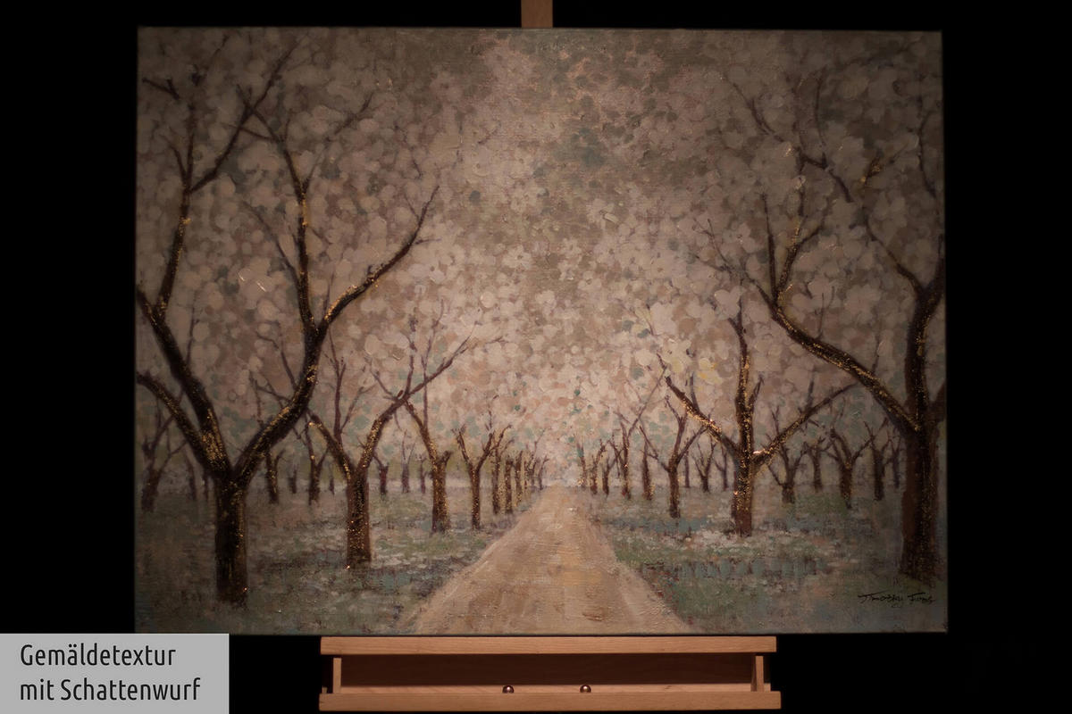 ACRYLBILD HANDGEMALT 100/75 cm - Weiß/Braun, Holz/Textil (1.76/75cm) - KUNSTLOFT