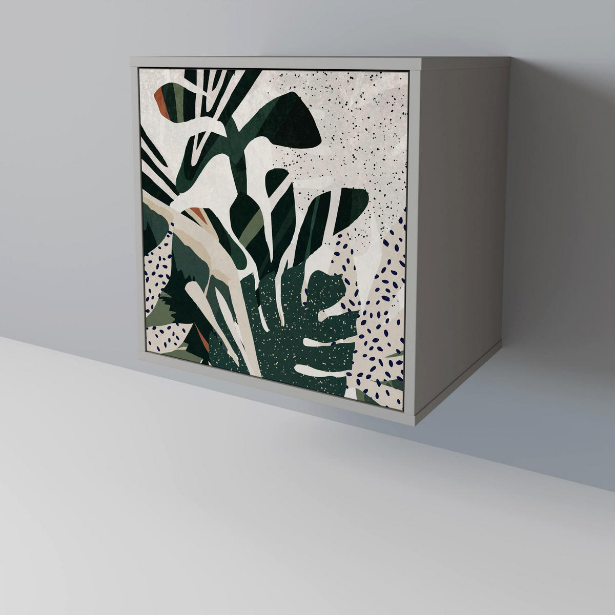 SIDEBOARD VERDURE FORMATION, Grau, 57,5x42x67,5 cm, Schwarze Metall-Rahmenfüße - Multicolor/Schwarz, Holzwerkstoff/Metall (57.5/67.5/42cm) - SpaceRebels