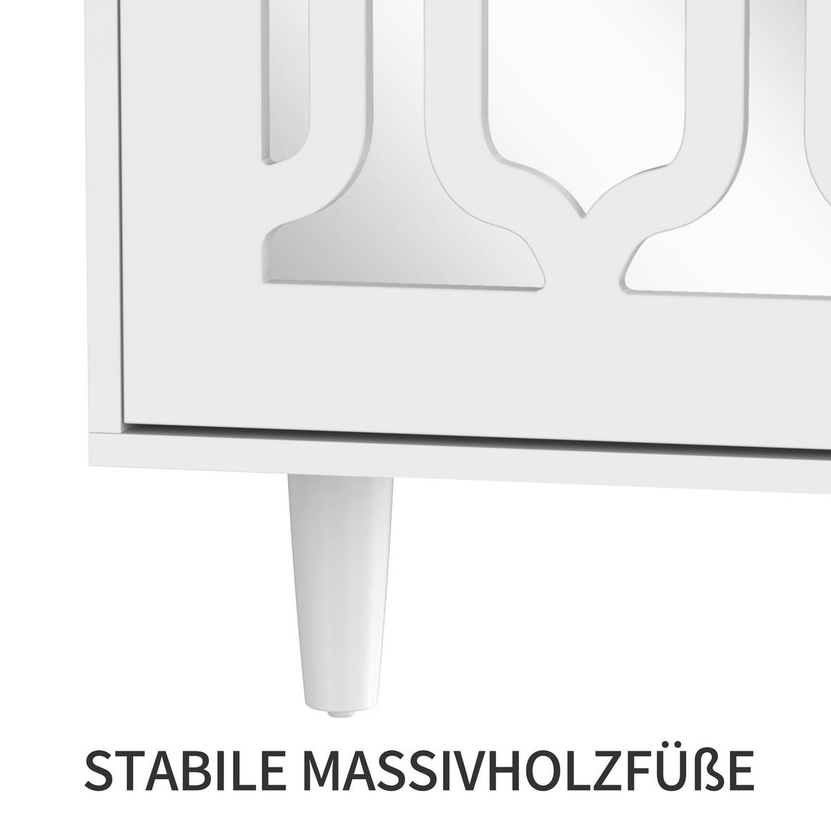 SIDEBOARD in Weiß Kommode mit Kristallgriffen für Wohnzimmer und Esszimmer, B147.5/T40/H102 cm - Weiß, Glas/Holzwerkstoff (147.5/102/40cm) - STILVORA
