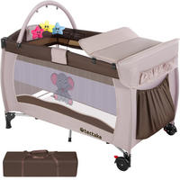 KINDER REISEBETT Elefant,inklusive Tragetasche, 132 x 75 x 104 cm,braun - Braun, Kunststoff (75/104/132cm) - tectake