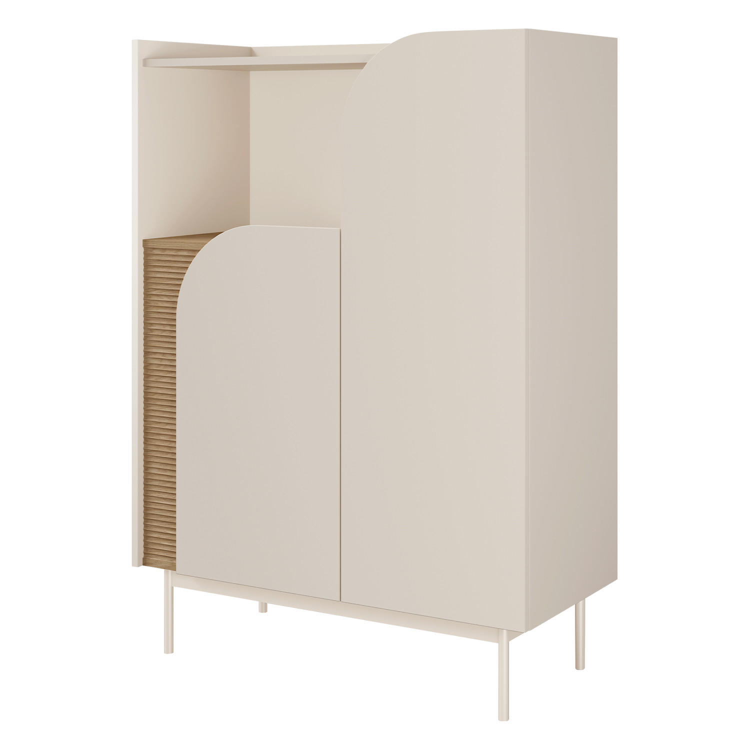 BÜCHERREGAL Camel mit 2 Türen und geriffeltem Detail, 90 cm, Frühlingseiche + Macadamia - Eichefarben/Beige, Holzwerkstoff/Metall (92/128/42cm) - Beautysofa