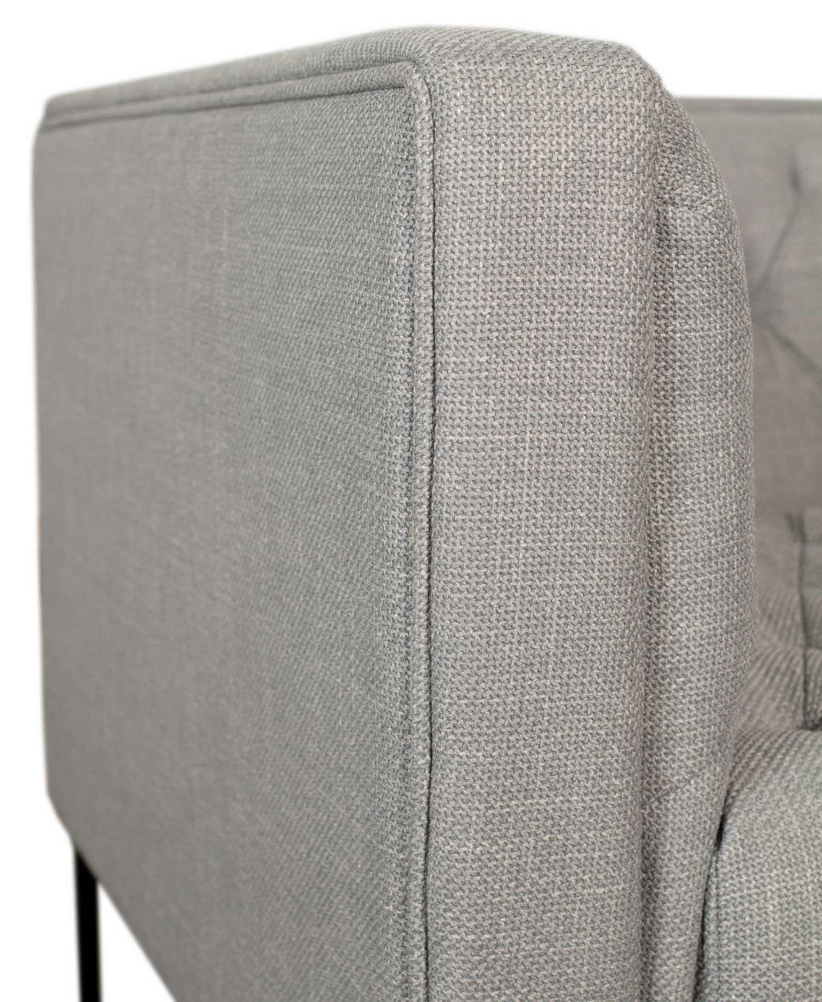 SOFA Troia 3-Sitzer Chesterfield-Details - Hellgrau/Schwarz, Textil/Metall (205/74/85cm) - Mr. Deko