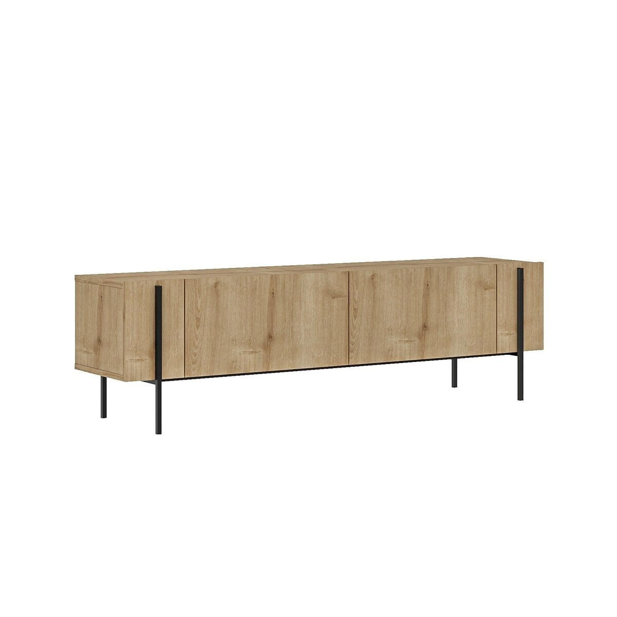 TV-MÖBEL mit 2 klappbaren Türen und Metallfüßen 31,4/160/45,6 cm - Eichefarben, Holzwerkstoff (31.4/45.6/160cm) - Calicosy