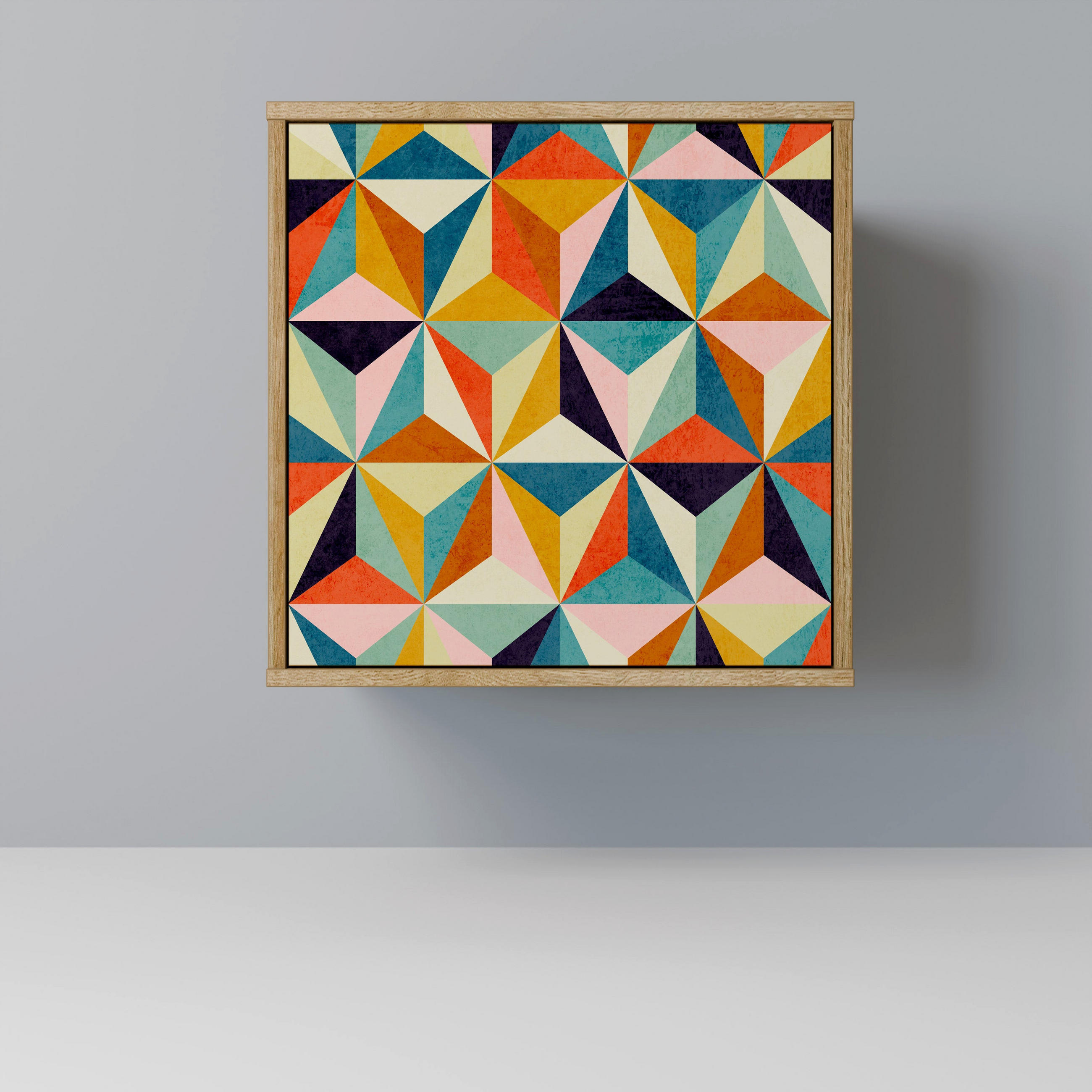 SIDEBOARD TESSELATE TREASURES, Eichefarben, 57,5x42x57,5 cm, Ohne Füße - Eichefarben/Multicolor, Holzwerkstoff (57.5/57.5/42cm) - SpaceRebels