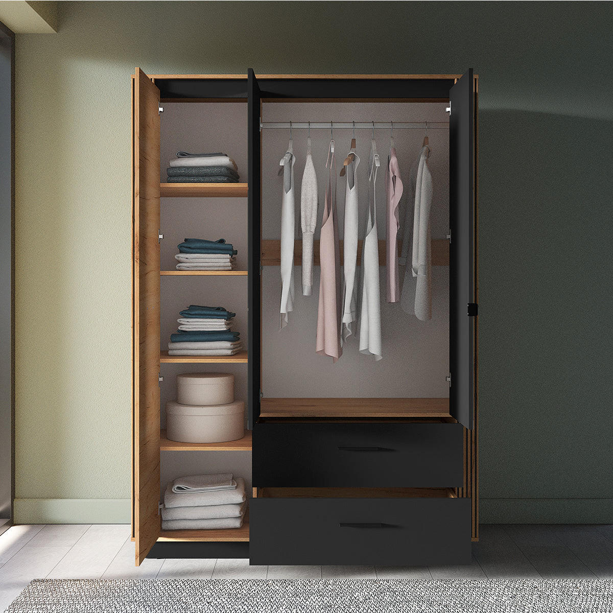 SKRIŇA 3 dvere Solal Drevo - hnedá, kompozitné drevo (150/210/58cm) - Petits-meubles