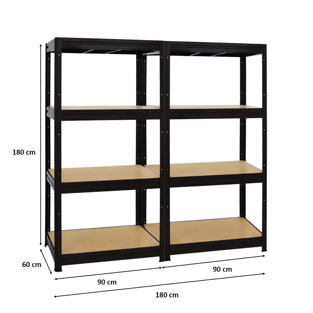 SCHWERLASTREGAL Dino 2er-Set mit 2x 180x90x60 cm Fachlast 600 kg Schwarz - Schwarz, Metall (180/180/60cm) - PROREGAL