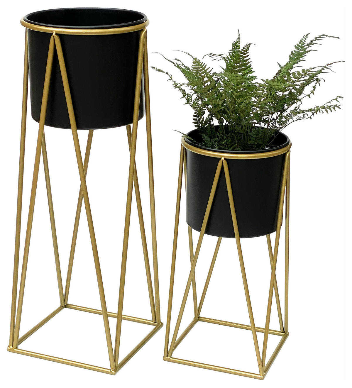 BLUMENHOCKER 2er Set Metall Gold/Dunkelgrau 47–70 cm - Schwarz, Metall (22/22/47cm) - DanDiBo
