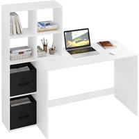 SCHREIBTISCH mit Regal, 140,5x134x50 cm, Weiß - Weiß, Holzwerkstoff (50/140.5/134cm) - Woltu