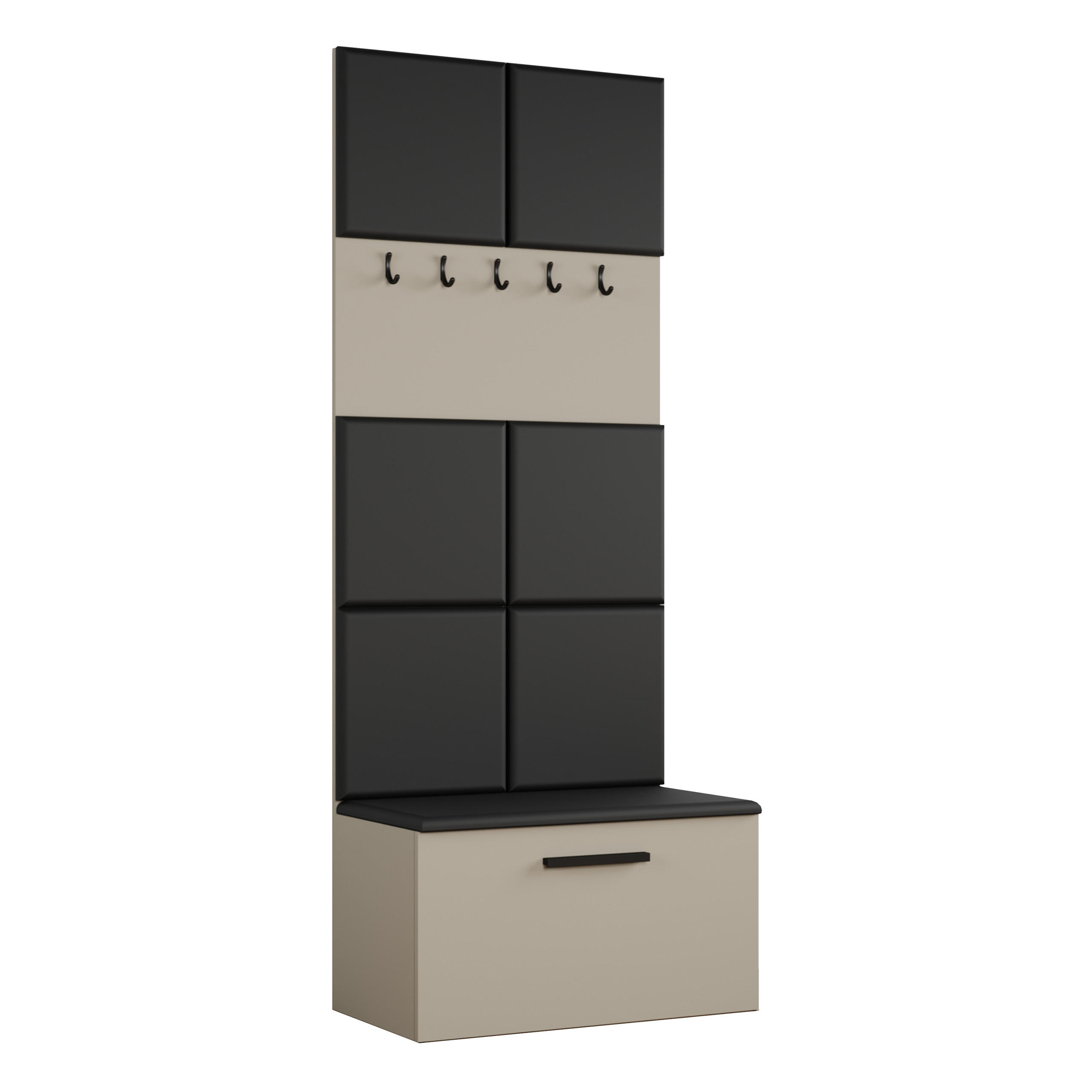 GARDEROBENSCHRANK MODULO 80,6/204/40 cm Modern Garderobe-Set Kaschmir - Kaschmir/Schwarz, Holzwerkstoff (80.6/204/40cm) - MASSENO