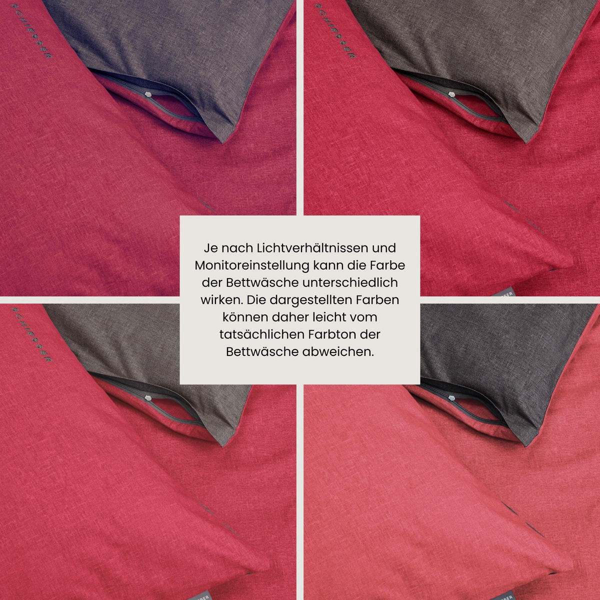 BETTWÄSCHESET Doubleface - Renforcé - 2-teilig - 135 x 200 cm - Rot-Dunkelgrau - Dunkelgrau/Rot, Textil (135/200cm) - SCHIESSER