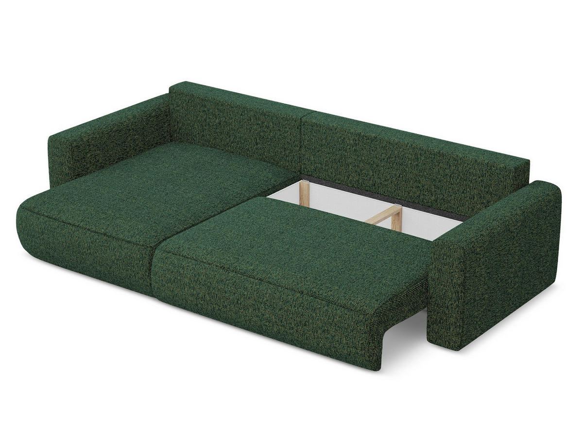 ECKSOFA mit Schlaffunktion Strukturstoff Stoff Grün - Schwarz/Grün, Kunststoff/Textil (149/278cm) - Makamii