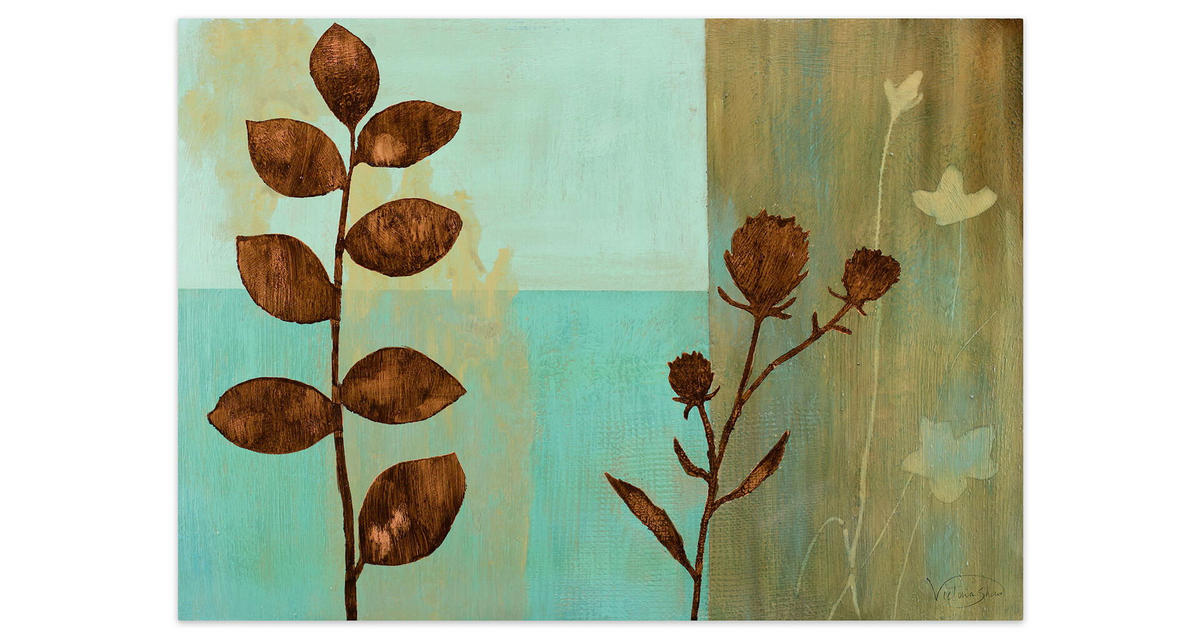 ACRYLBILD HANDGEMALT 80/60 cm - Türkis/Braun, Holz/Textil (1.4/60cm) - KUNSTLOFT