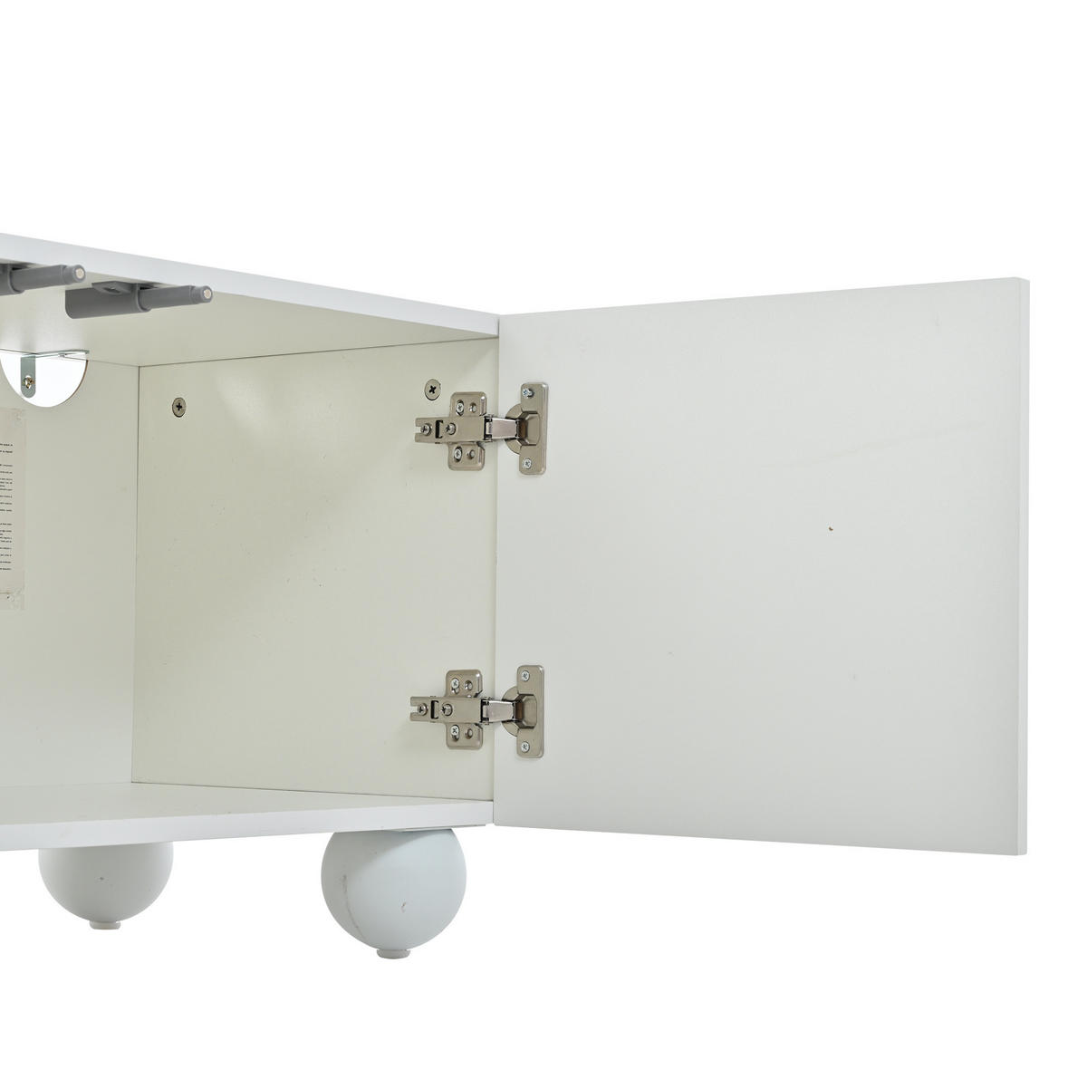 TV-LOWBOARD aus Spanplatte 200x40x44 cm Weiß mit 3 Türen und offenen Fächern - Weiß, Holzwerkstoff (200/44/40cm) - IVMEU