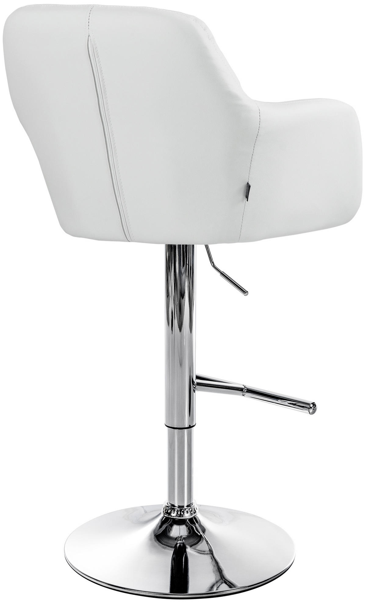 BARHOCKER Nardo Kunstleder chrom weiß - Chromfarben/Weiß, Kunststoff/Metall (57/118/59cm) - TPFLiving