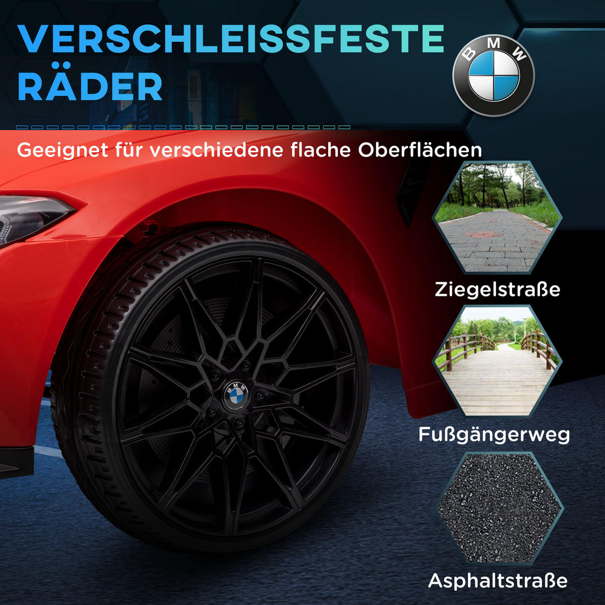 KINDERAUTO DE-06247 BMW M4 lizenziert mit Sound und Licht Rot - Rot, Kunststoff/Metall (108/69.5/51cm) - ComfortXL
