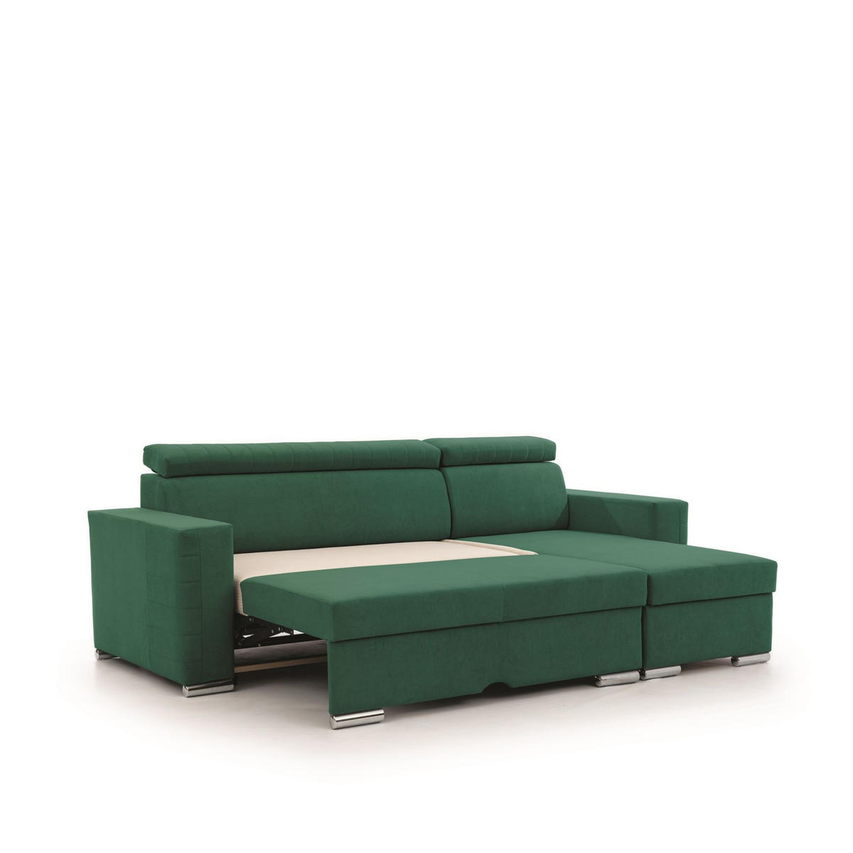 ECKSOFA Canton In Camelia - Grün, Holzwerkstoff/Textil (260/173cm) - Fun Möbel