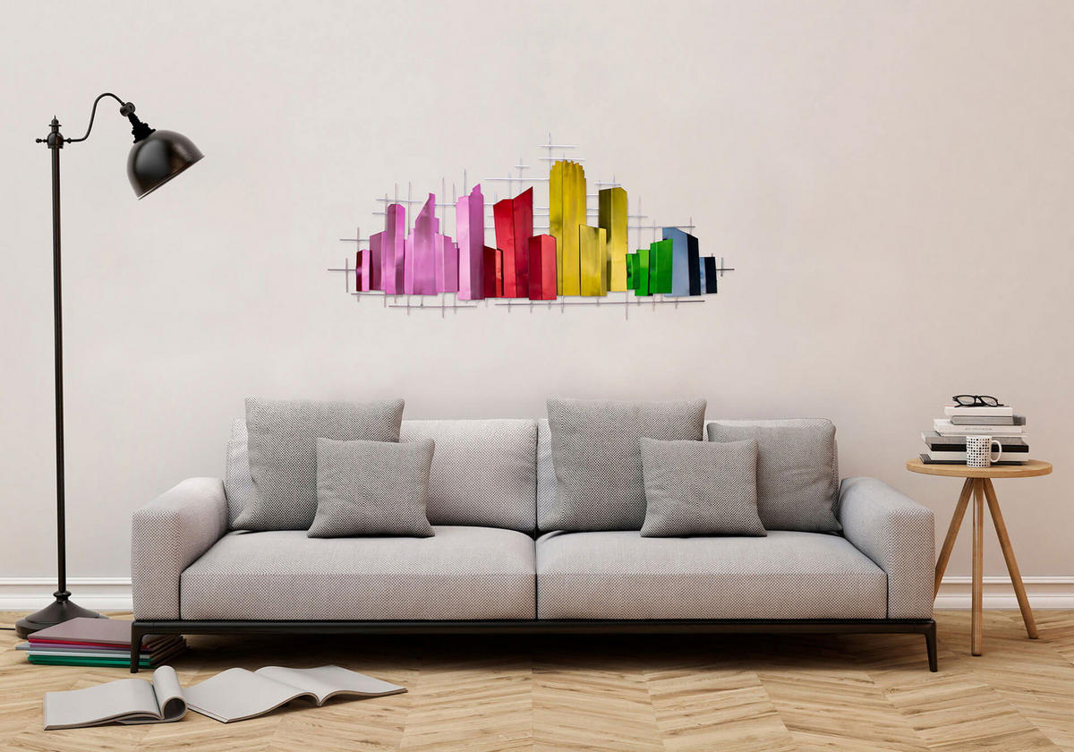 WANDDEKO Bunt 130/60 cm - Multicolor, Metall (4.02/60/6cm) - KUNSTLOFT