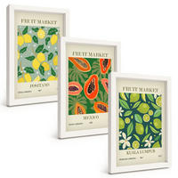 BILDER SET 3er Set - 20x30 cm Weißer Rahmen - Fruchtige Zitronen- und Papayamuster - Weiß, Kunststoff (20/30cm) - TULUP