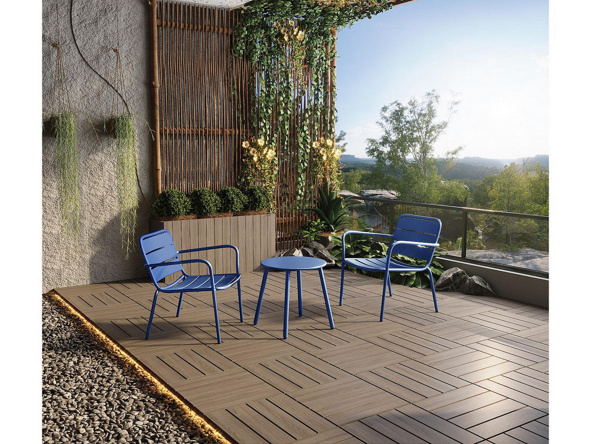 GARTEN-BEISTELLTISCH - Metall - Dunkelblau - MIRMANDE von MYLIA - Dunkelblau, Metall (50/50/44.5cm) - Vente-Unique